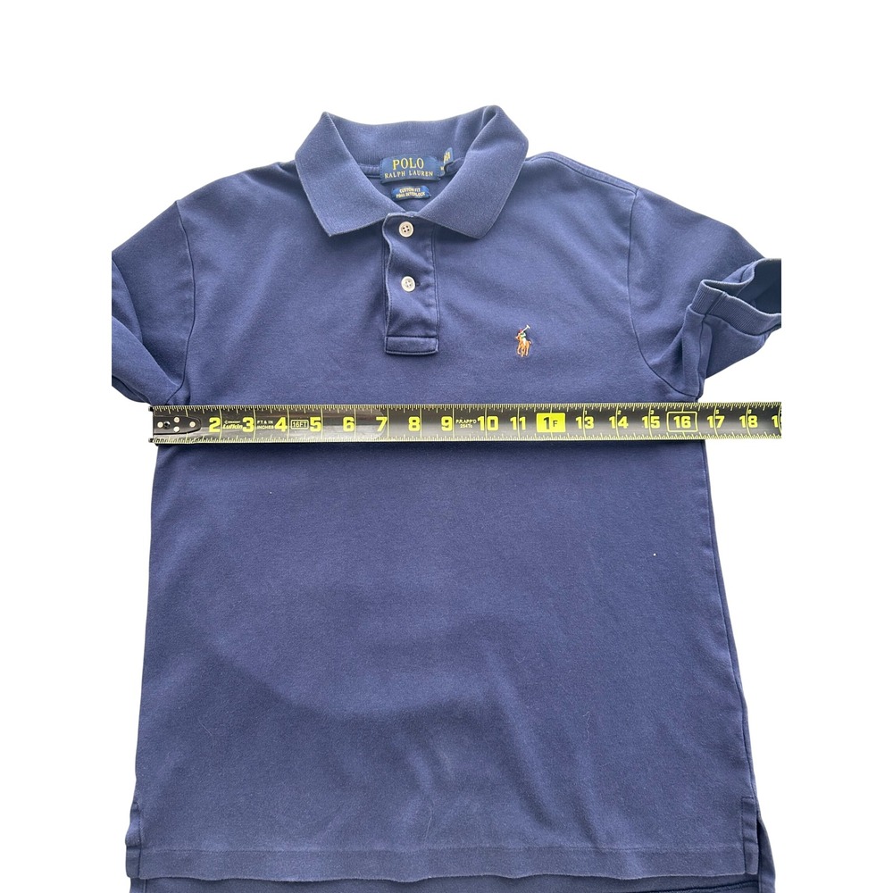 Polo Ralph Lauren Pima Interlock Polo Boys Medium 10-12 Navy Blue Custom Fit - Picture 6 of 7